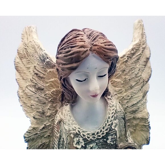 Angel Musician Woman Playing Harp Vintage Resin Christmas Decor 5.75" Holiday - Picture 4 of 14